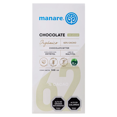 Chocolate Sin Azúcar 62% Cacao | 100 g
