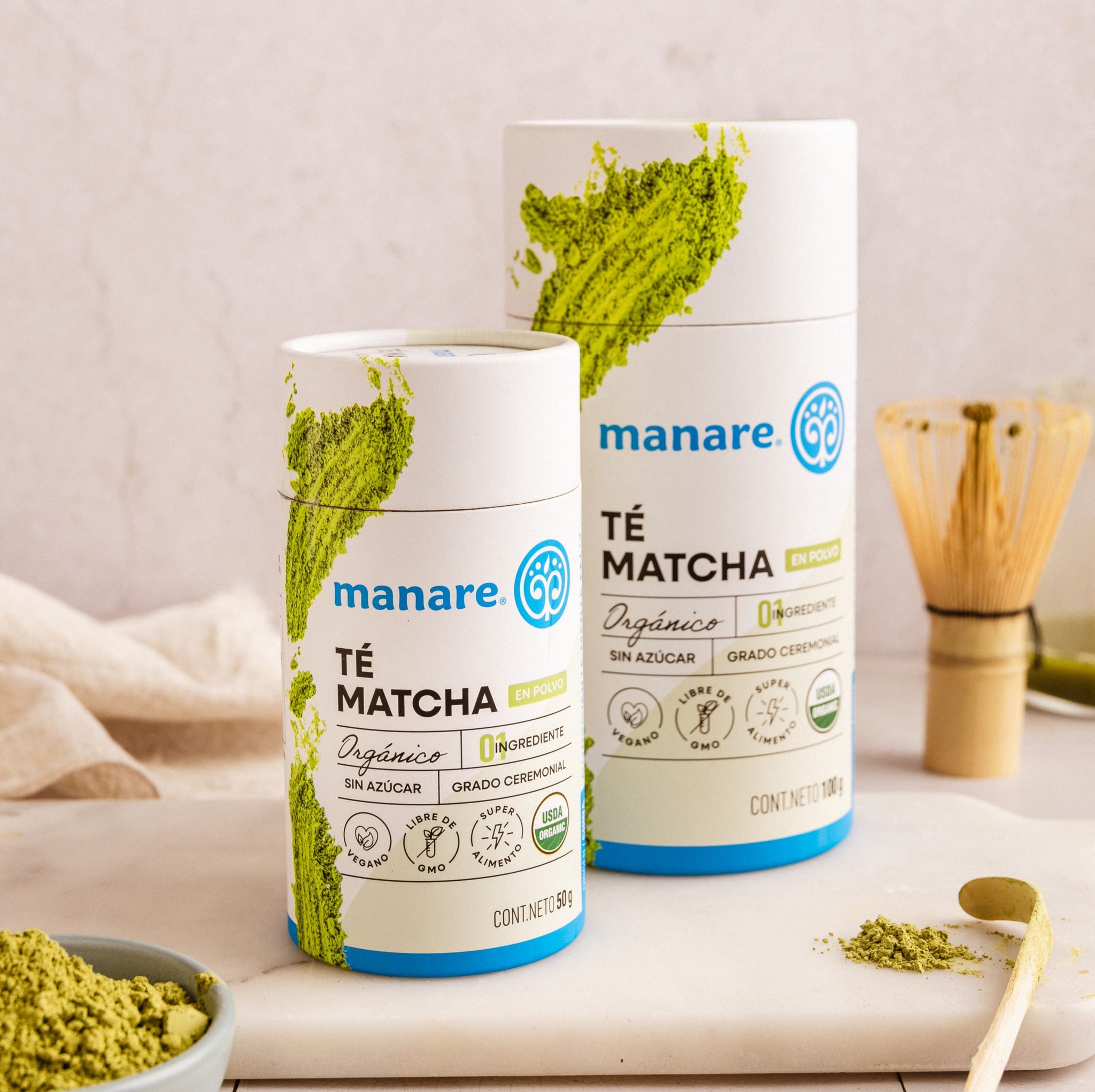Te Matcha en polvo orgánico, 100 gr, marca Manare