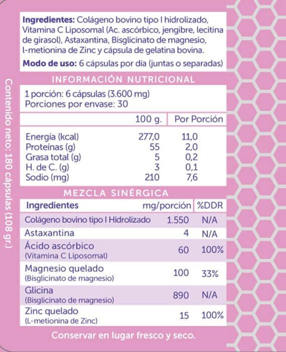 3 x Colageno Hidrolizado Dermaplus, 3 x 180 cap, wellplus