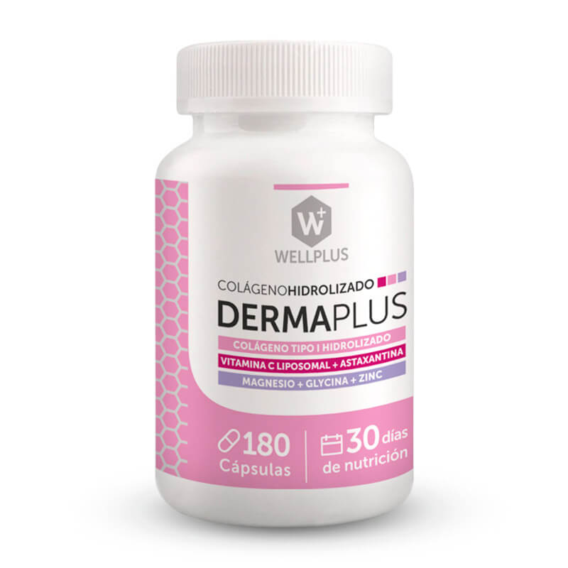 3 x Colageno Hidrolizado Dermaplus, 3 x 180 cap, wellplus