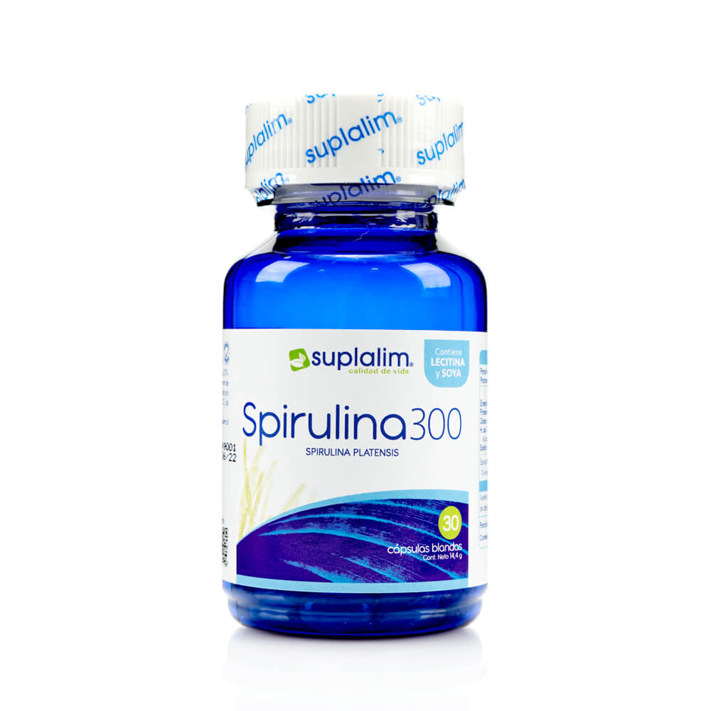 Spirulina en cápsulas de 300 Mg, 90 Cap, Suplalim chilebefree