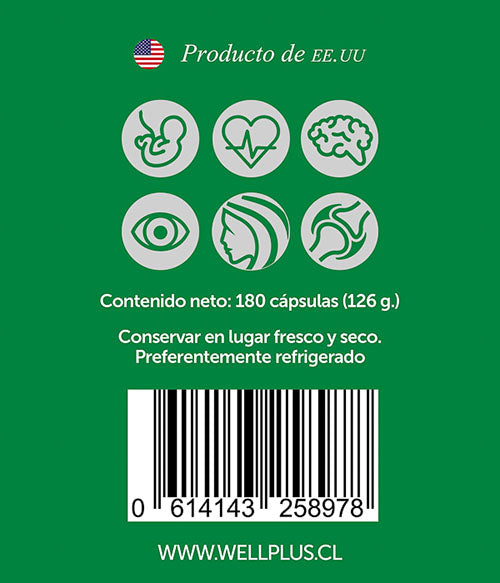 3 x Vegan Omega 3, 3 x 180 capsulas, wellplus