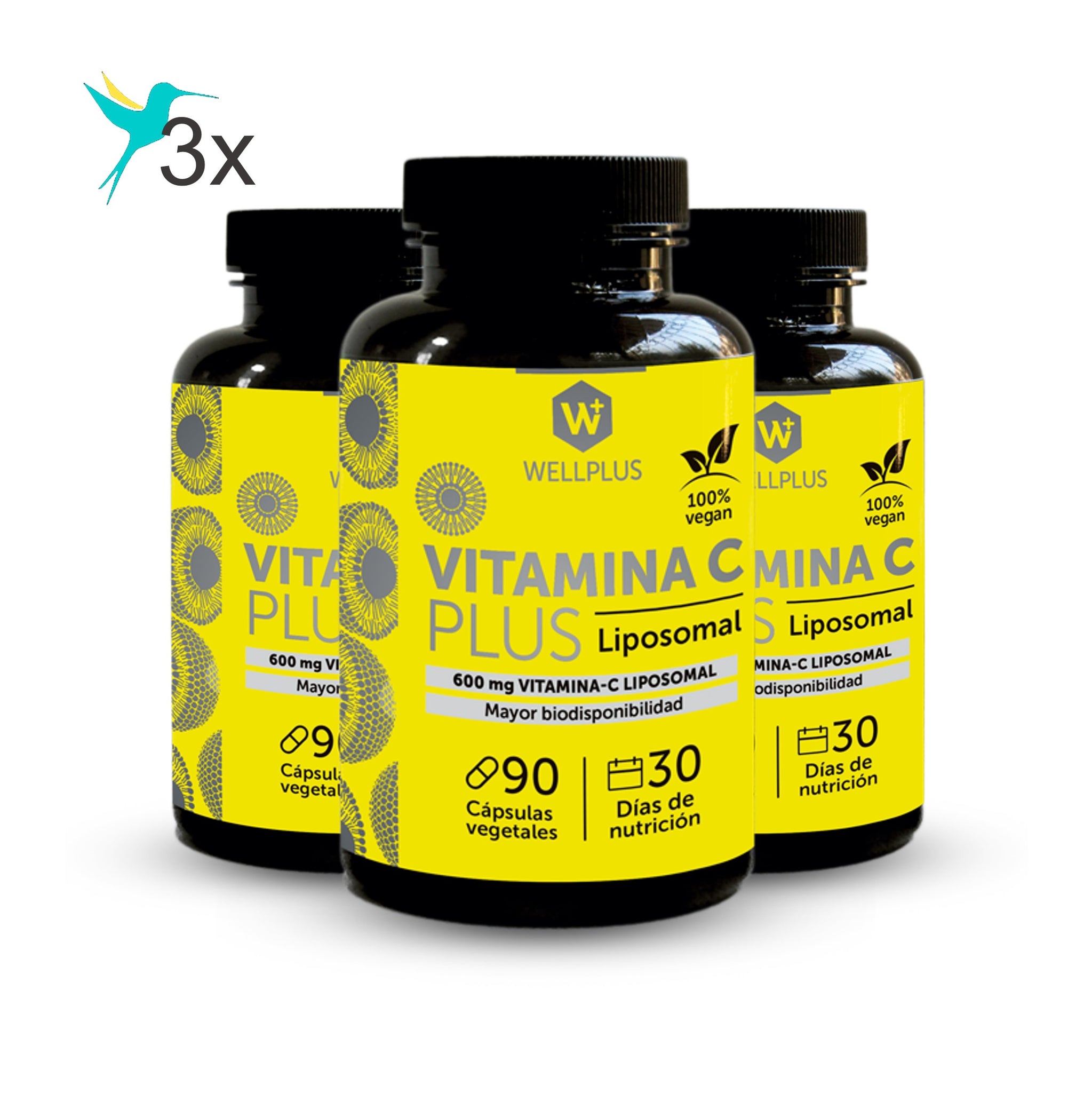 3 x Vitamina C Liposomal, 3 x 90 capsulas, wellplus