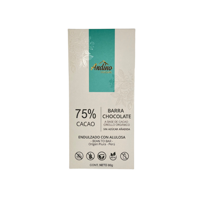 Barra de Chocolate Keto 75% Cacao | 80g — Andino Chocolates