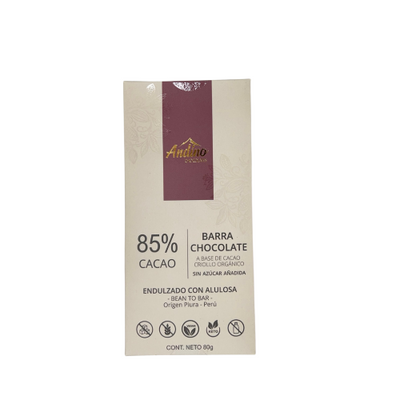 Barra de Chocolate Keto 85% Cacao | 80g — Andino Chocolates