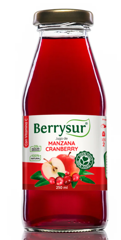 jugo manzana cranberry, 250 ml, berrysur