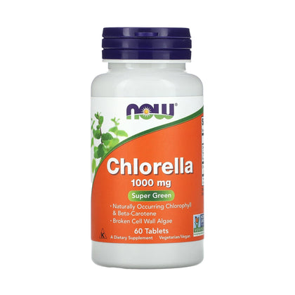 Chlorella en tabletas de 1000 Mg; 60 tab, Now