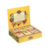 Caja Basilur Fruit Infusions Vol. III abierta con sobres de seis sabores