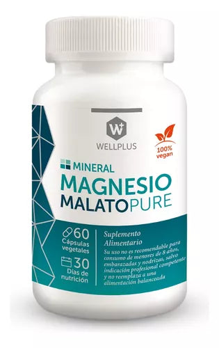 Magnesio Malato Pure, 60 cap, wellplus