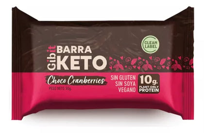 Barrita Proteica Keto Choco Cranberries, 50 gr, Gibit