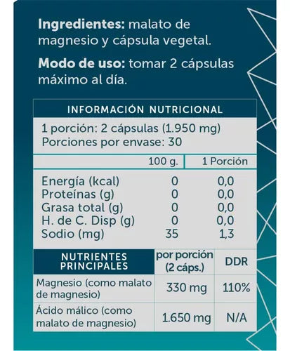 Magnesio Malato Pure, 60 cap, wellplus