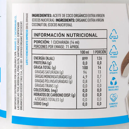 Aceite de Coco orgánico, 1000 ml, marca Manare
