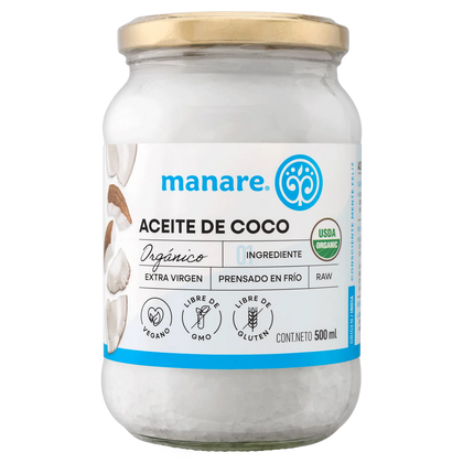 Aceite de Coco orgánico, 500 ml, marca Manare