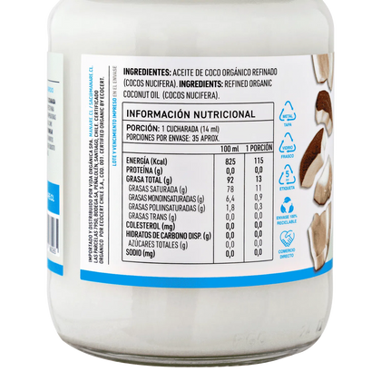 Aceite de Coco orgánicoSin Olor ni Sabor, 500 ml, marca Manare