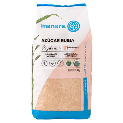 Azúcar Rubia Orgánica, 1000 gr, marca Manare