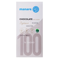 Barra de Cacao orgánico 100%, 100 gr, marca Manare
