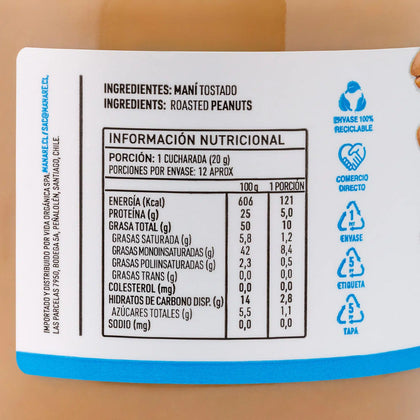 Mantequilla de Mani, 250 gr, marca Manare