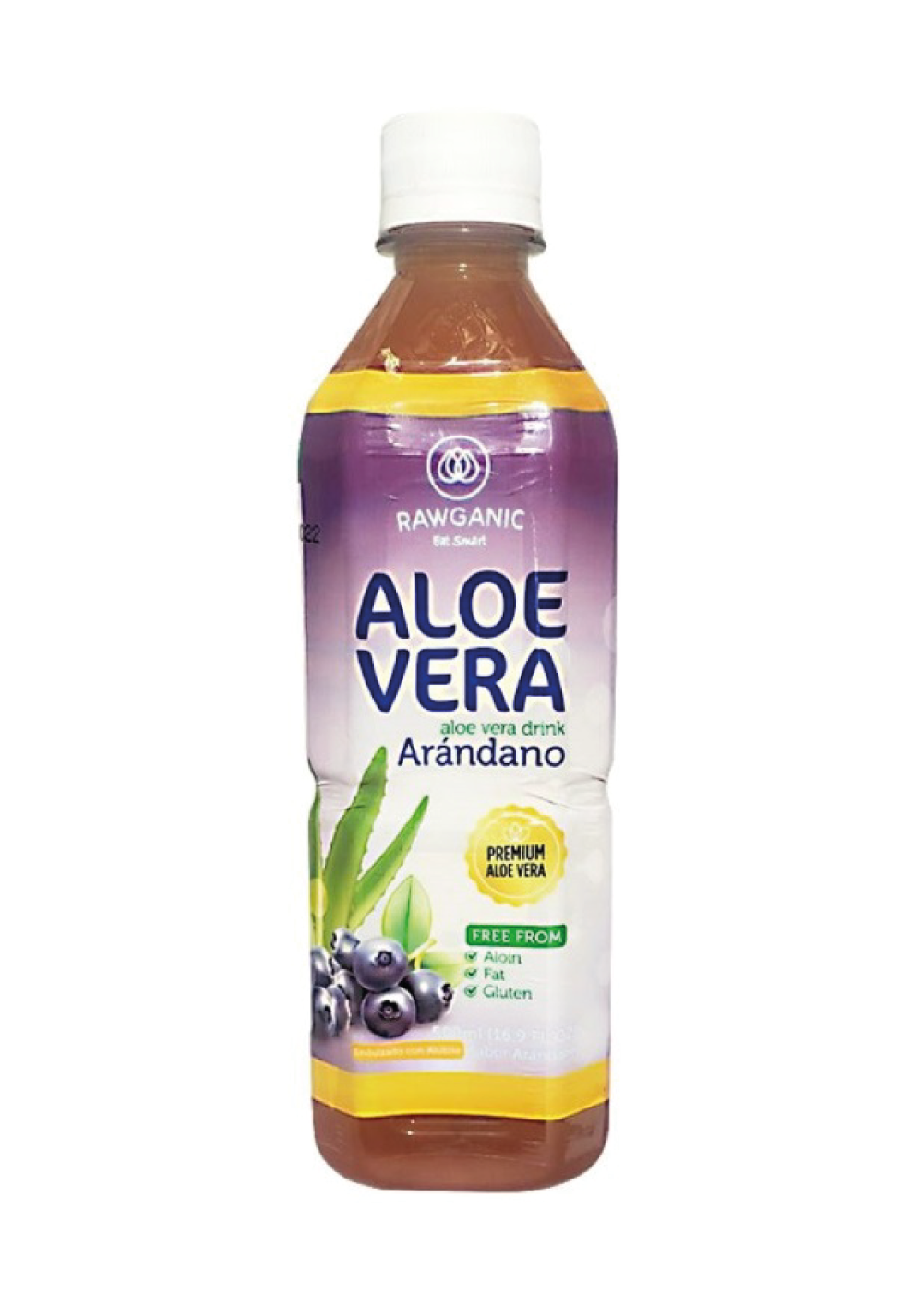 Bebida de Aloe Vera Arandano, 500 ml, Rawganic