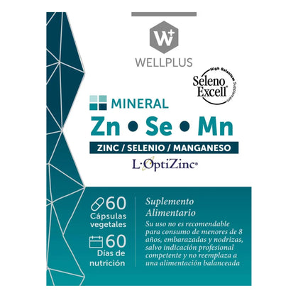 Mineral Zinc / Selenio / Manganeso, 60 capsulas, wellplus
