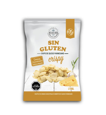 Chips de Queso Parmesano Crispy sin gluten, 100 gr, Eco Vida