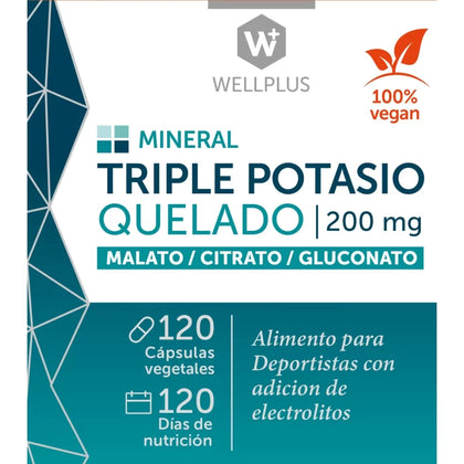 triple potasio quelado 200 mg, 120 cap, wellplus