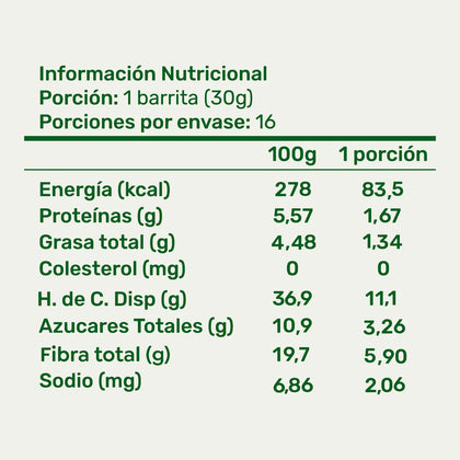 barrita azana prebioticos, 30 gr, cascara foods