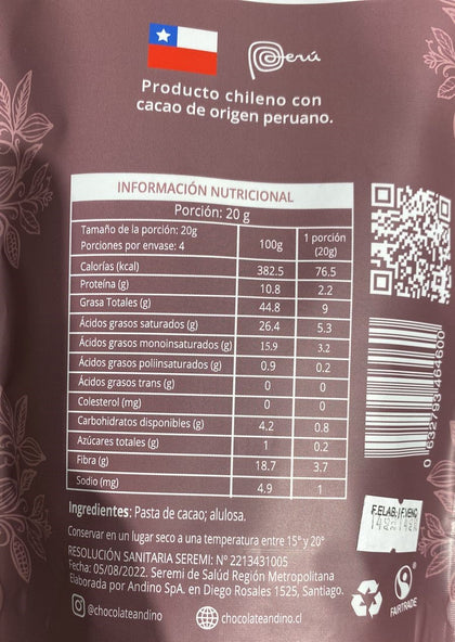 Chips de Chocolate Keto 85%, 200 gr, Andino Chocolates