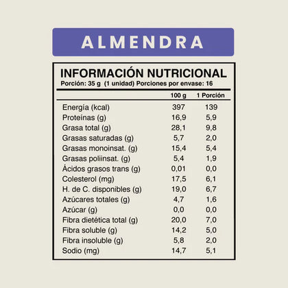 barrita wild fit almendras, 35 gr, wild foods