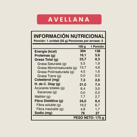 Barrita Wild Fit Avellanas, 35 gr, wild foods