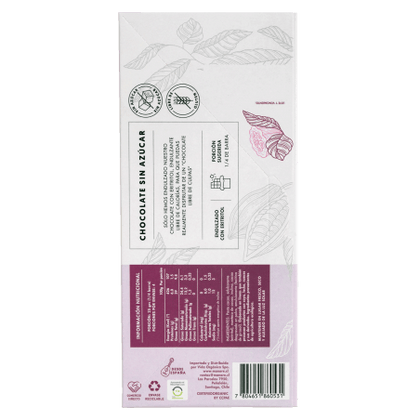 Barra de Cacao sin azúcar 62%, 100 gr, marca Manare