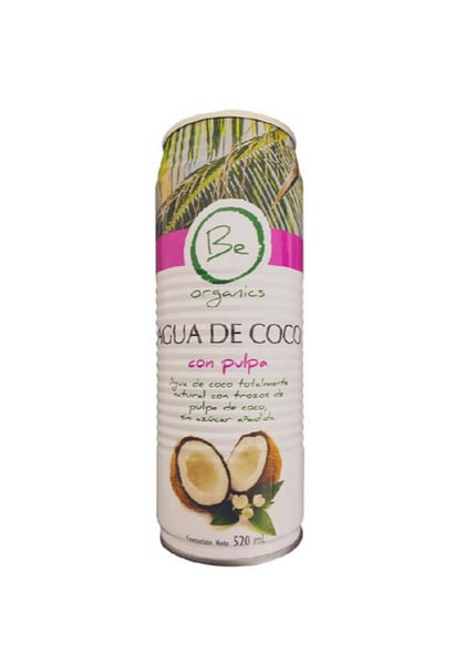 Agua de Coco con Pulpa, 520 gr, marca Be Organics