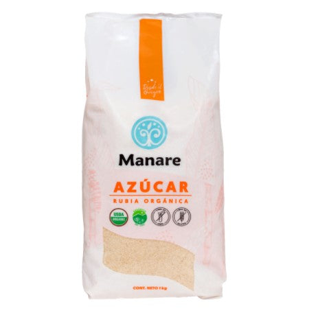 Azúcar Rubia Orgánica, 1000 gr, marca Manare