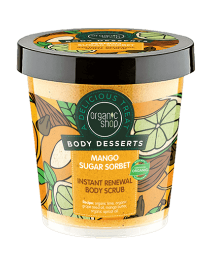 Exfoliante Corporal Mango Body Desserts, 450 ml, marca Organic Shop