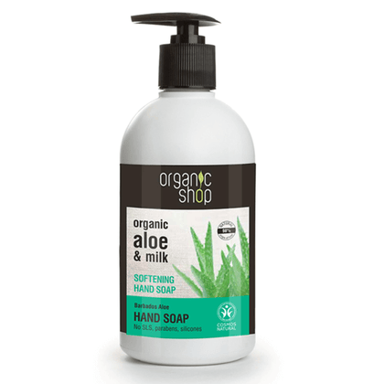 Jabon líquido Suavidad Aloe, 500 ml, marca Organic Shop