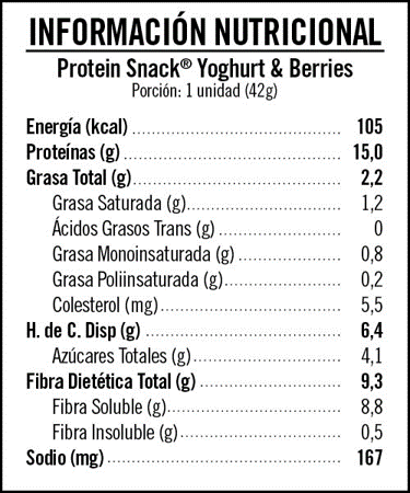 Barrita Protein Snack Yoghurt & Berries, caja 5 X 42 gr, marca Your Goal