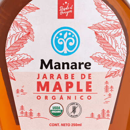 Jarabe de Maple orgánico, 250 ml, marca Manare