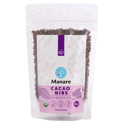 Cacao Nibs Raw, 200 gr, marca Manare