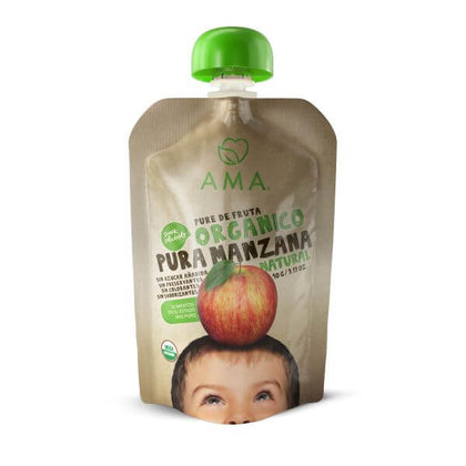 Pure de Fruta de Manzana orgánico, 90 gr, marca Ama