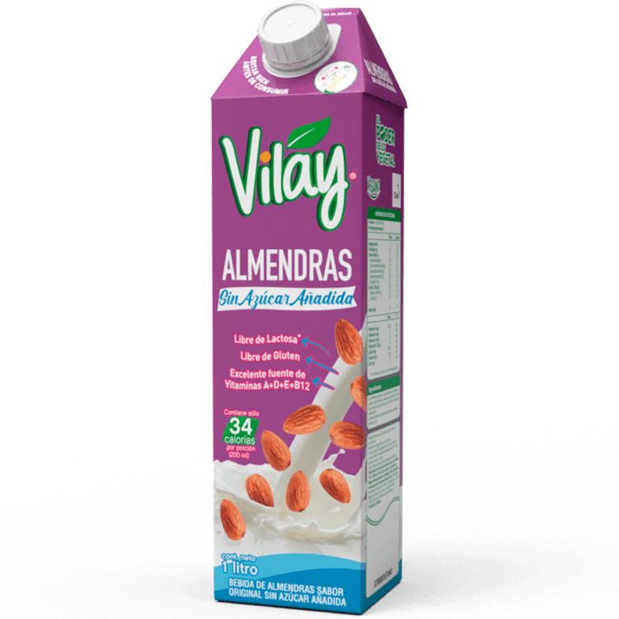 Bebida Vegetal Almendra sin azúcar, 1000 ml, marca Vilay