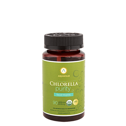 Chlorella Organica en tabletas Purity 45 gr, 90 uni, marca Aqua Solar