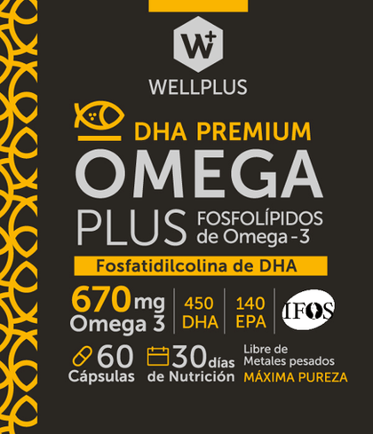 Omega Plus 670 mg, 60 capsulas, wellplus