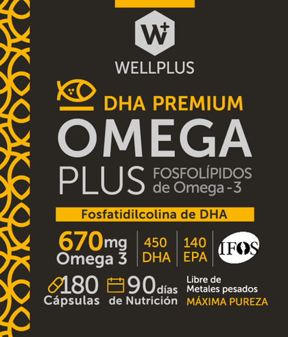 Omega Plus 670 mg, 180 capsulas, wellplus