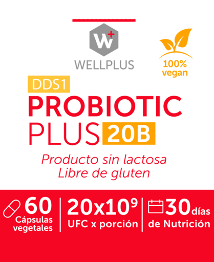3 x Probiotic Plus 20 B, 3 x 60 capsulas, wellplus
