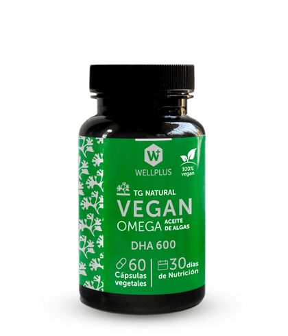 Vegan Omega 3 600 DHA, 60 Capsulas de 700 mg, wellplus