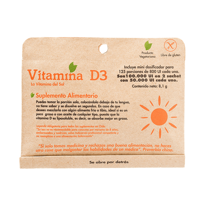 Vitamina D3 en Polvo 125 Porciones Marca Dulzura Natural