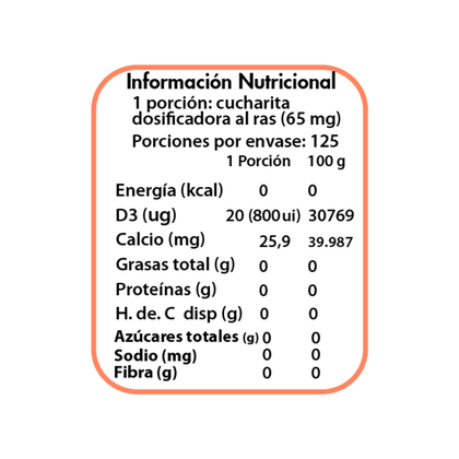 Vitamina D3 en Polvo 125 Porciones Marca Dulzura Natural