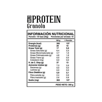 Granola Proteica Mix de Semillas, 350 gr, marca Wild Protein