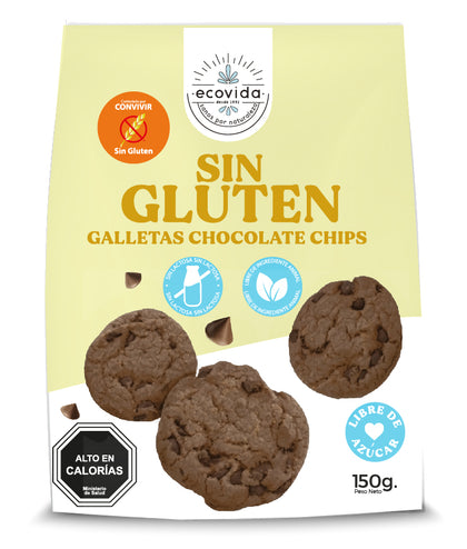 Galletas de Chocolate chips sin gluten, 150 Gr, Eco Vida