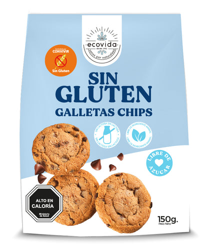 Galletas de Vainilla chips sin gluten, 150 Gr, Eco Vida