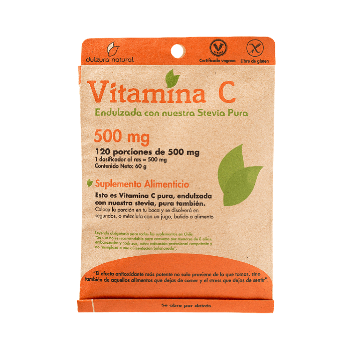 Vitamina C en polvo 120 Porciones, 60 gr, marca Dulzura Natural